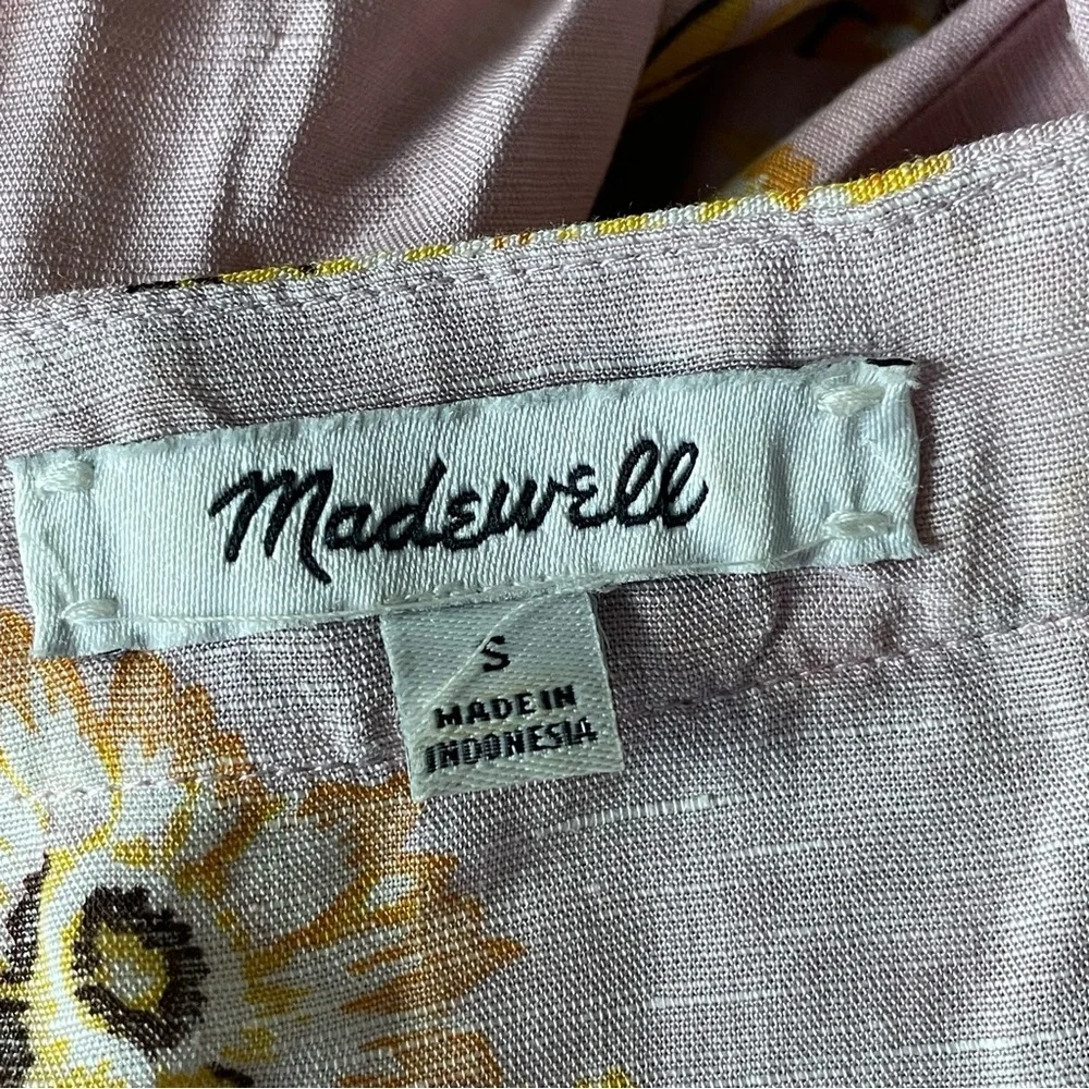 Madewell Pink Floral Long Sleeve Wrap Midi Dress Size Small 47812